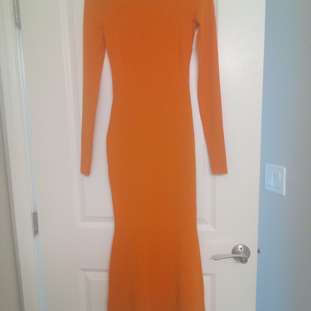 Heavy Manners Orange Long Sleeve Maxi Dress